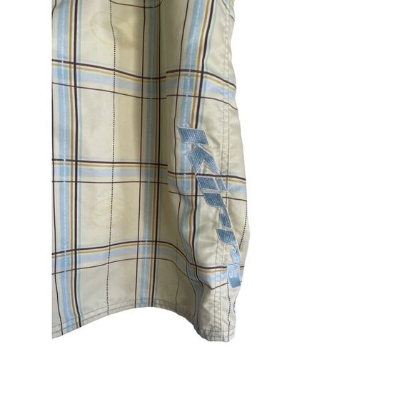 Kirra Mens Yellow Blue Plaid Surfer Board Short Size 36 - Picture 6 of 16